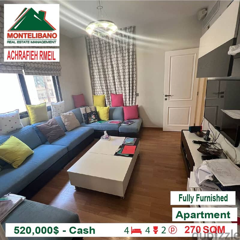 520,000$ Cash payment!!! Apartment for sale in Achrafieh Rmeil!! 1