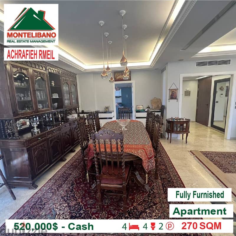 520,000$ Cash payment!!! Apartment for sale in Achrafieh Rmeil!! 2
