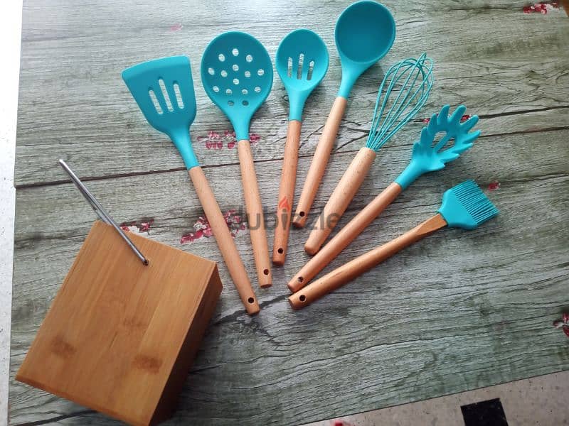 excellent blue cooking spoons set 1