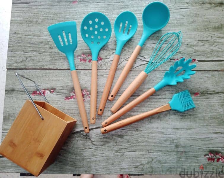 excellent blue cooking spoons set 3