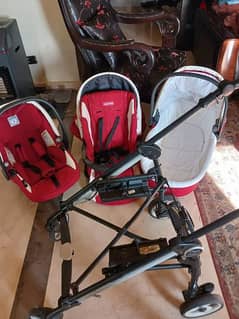 peg perego 3 in 1 system stroller, car seat, port bebe(bassinet)