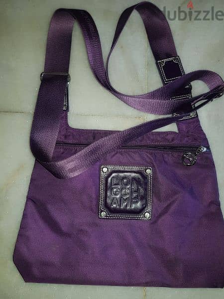 Auth LONGCHAMP Purple LEATHER ShoulderBag Handbag Made in France [VERY  GOOD]