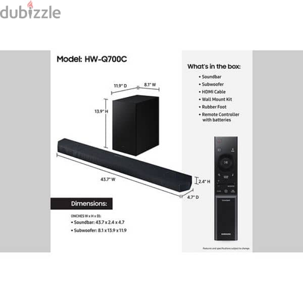 Samsung Q Series HW-Q700C 3.1. 2-Channel Dolby Atmos Soundbar System 4