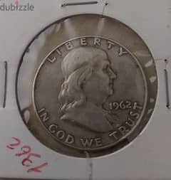 USA Silver Half Dollar Memorial for President Franklin year 1962 0
