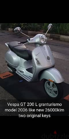 Vespa Granturismo 200 L (26000klm)model 2006 still not used in lebanon