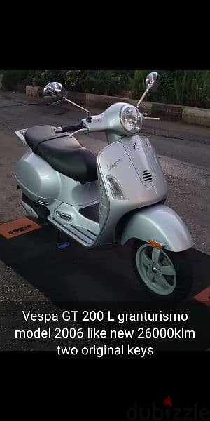 Vespa Granturismo 200 L (26000klm)model 2006 still not used in lebanon 0