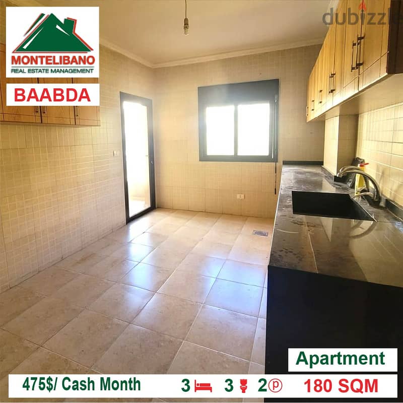 475$/Cash Month!!! Apartment for rent in Baabda!!! 3