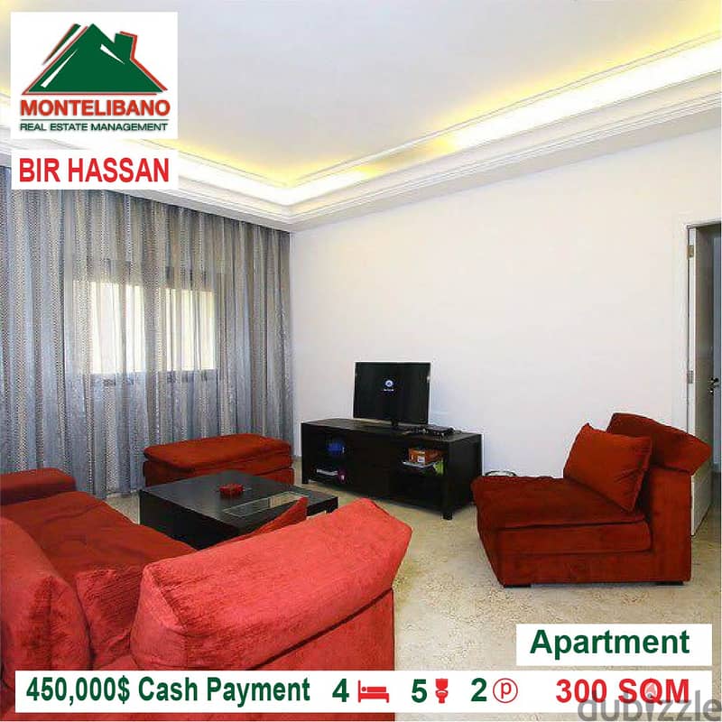 450,000$ Cash Payment!!! Apartment for sale in Bir Hassan!!! 1
