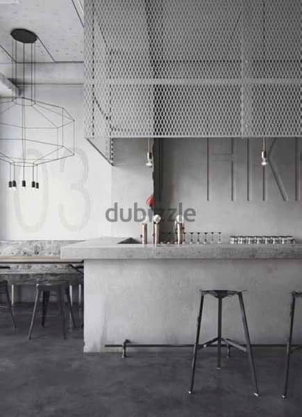Industrial design shop lounge or coffee bar with terrace and parking 1