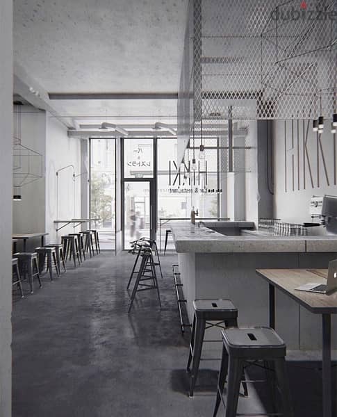 Industrial design shop lounge or coffee bar with terrace and parking 4
