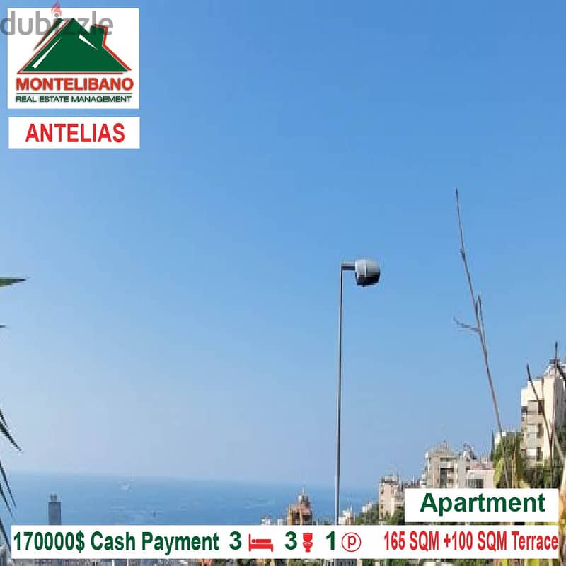 170,000$ Cash!! Apartment for Sale in ANTELIAS!! 3