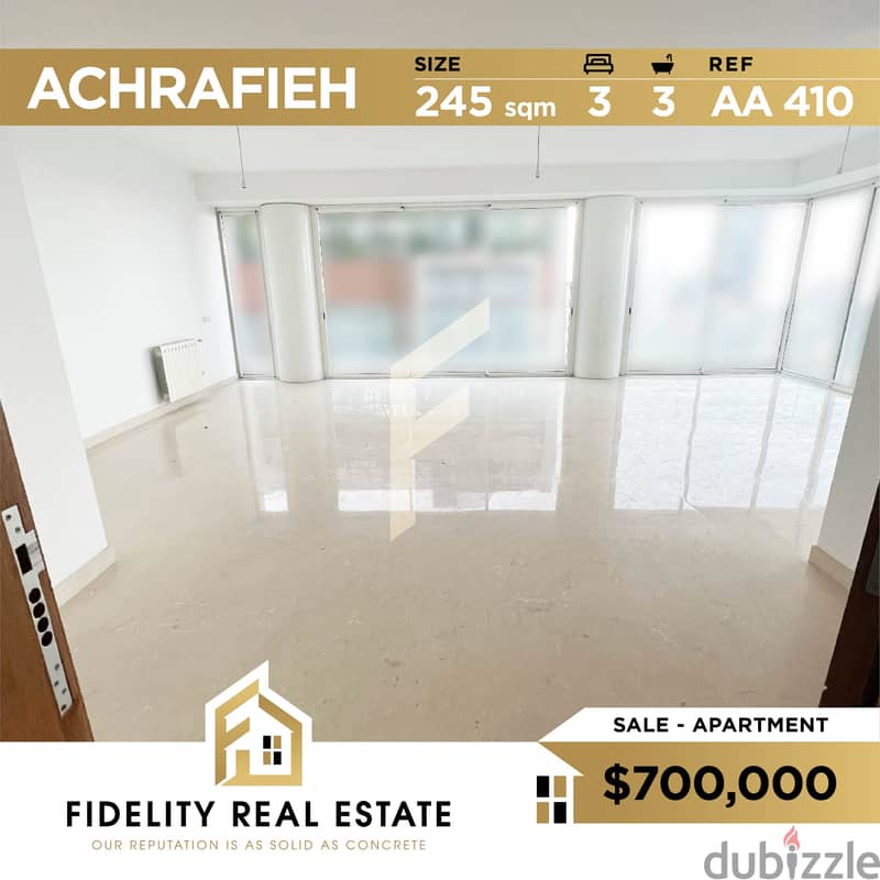 Apartment for sale in Achrafieh AA410 0