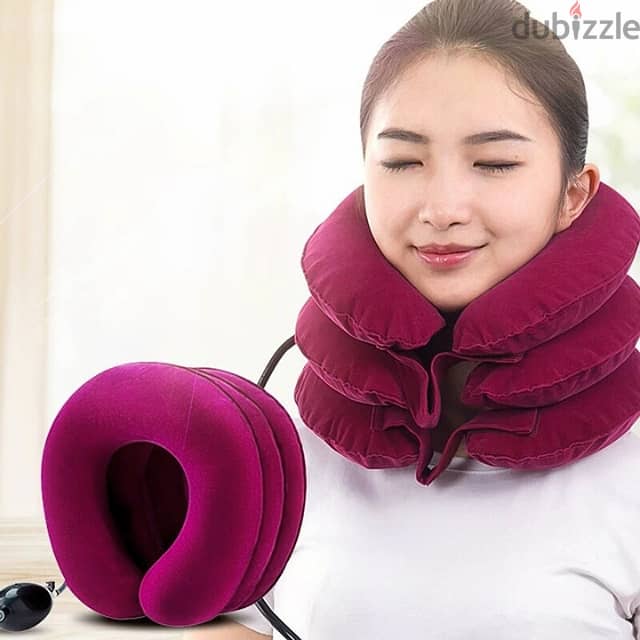 Cervical Traction Neck Pillow with Air Pump for Neck & Shoulders 1