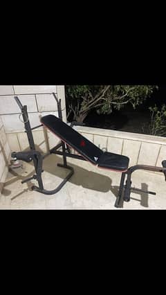 bench adjustable like new we have also all sports equipment