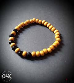 Yellow wood beads bracelet 0