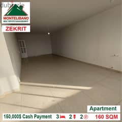 150,000$ Cash Payment!! Apartment for sale in Zekrit!!!