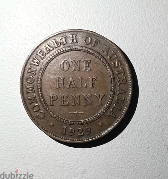 one half penny year 1929 Australia 1