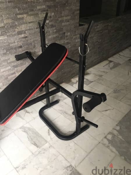 bench adjustable with rack and legs like new 2