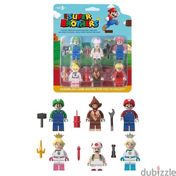 Super Mario Luigi Peach Princess Mushroom Mini Figures 6 Pcs Set 0
