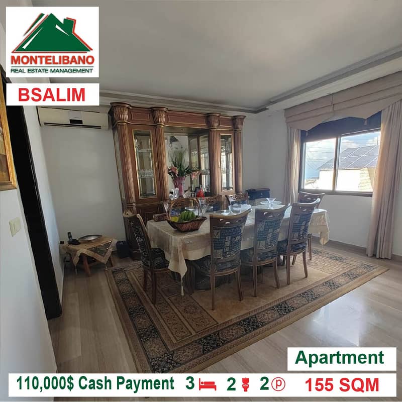 110,000$ Cash Payment!! Apartment for sale in Bsalim!! 1