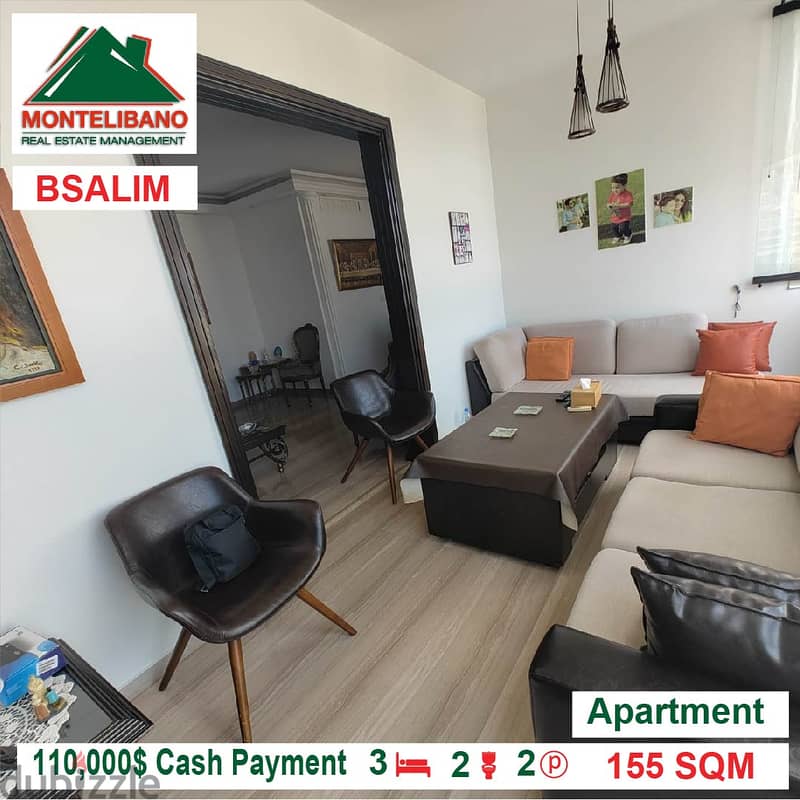 110,000$ Cash Payment!! Apartment for sale in Bsalim!! 2