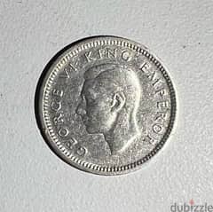 3 pence year 1944 New Zealand coin 0