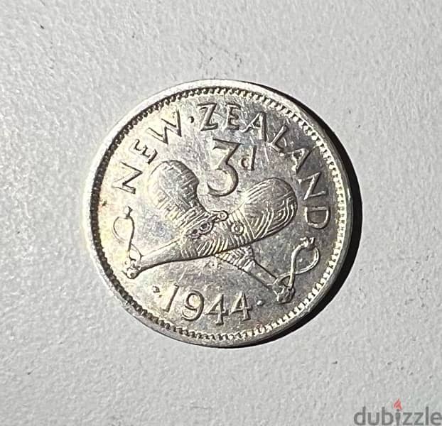 3 pence year 1944 New Zealand coin 1