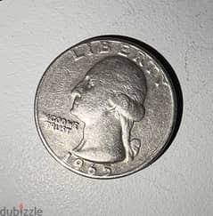 Quarter dollar year 1965 USA coin no Mint