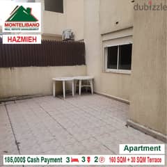 185,000$ Cash Payment!!! Apartment for sale in Hazmieh!! 0