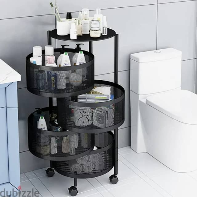 Rotating Metal Storage Rack, 5/4/3 Layers in Black and White 1