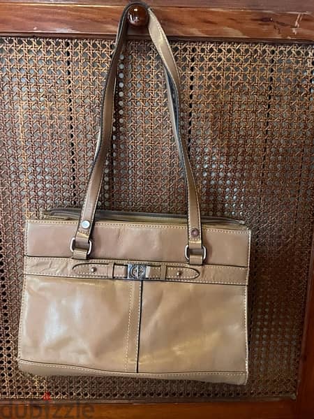 italian leather bag beige good condition bernini 0