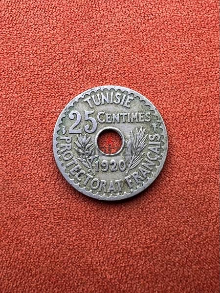 Tunisia coin year 1920 25 cent 1