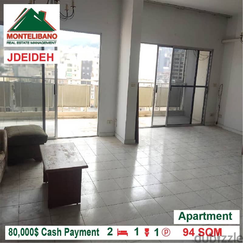80,000$ Cash Payment!! Apartment for sale in Jdeideh!! 0