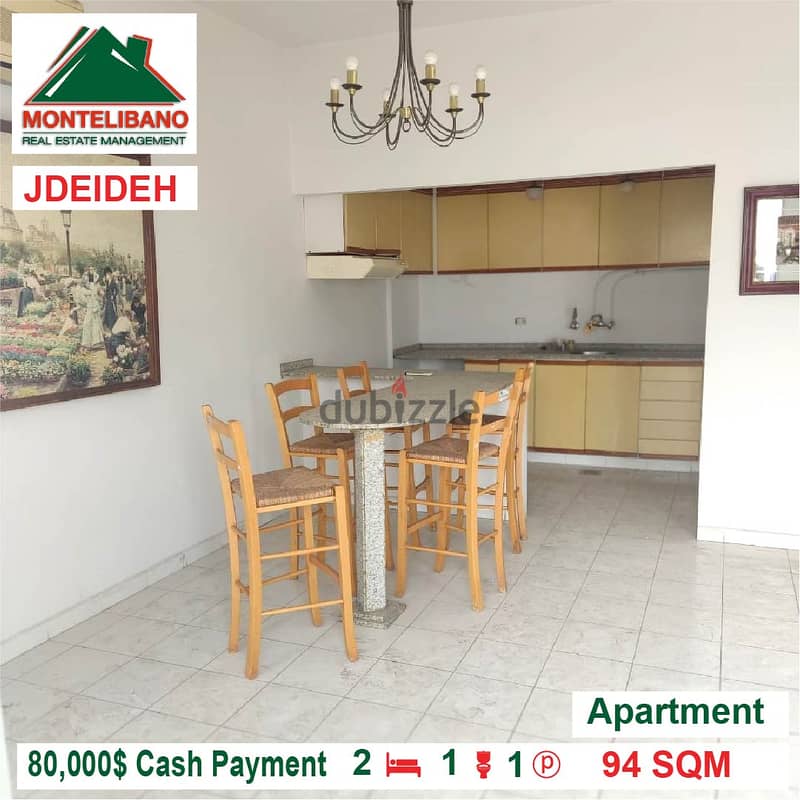 80,000$ Cash Payment!! Apartment for sale in Jdeideh!! 1