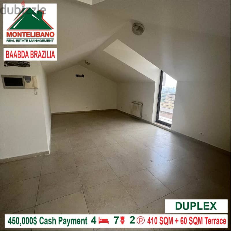 450,000$ Cash Payment!! Duplex for sale in Baabda Brazilia!! 0