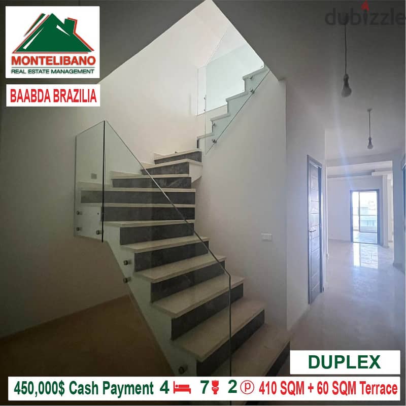 450,000$ Cash Payment!! Duplex for sale in Baabda Brazilia!! 3