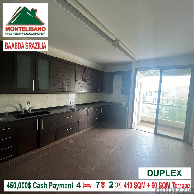 450,000$ Cash Payment!! Duplex for sale in Baabda Brazilia!! 6