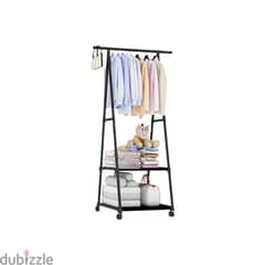 2-Layer Triangle Clothes Rack with Movable Wheels 0