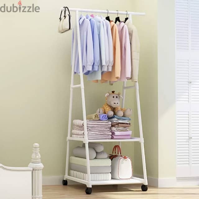 2-Layer Triangle Clothes Rack with Movable Wheels 2