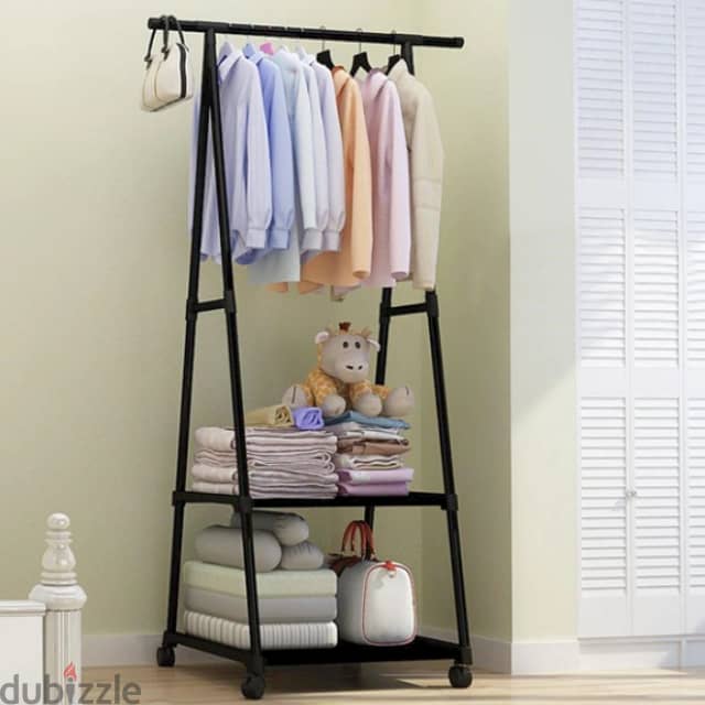 2-Layer Triangle Clothes Rack with Movable Wheels 3