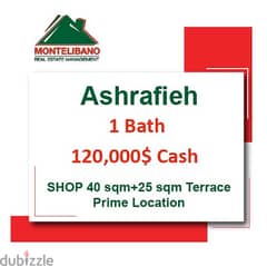 120,000$ Cash Payment!! Shop for sale in Achrafieh!! Prime Location!!