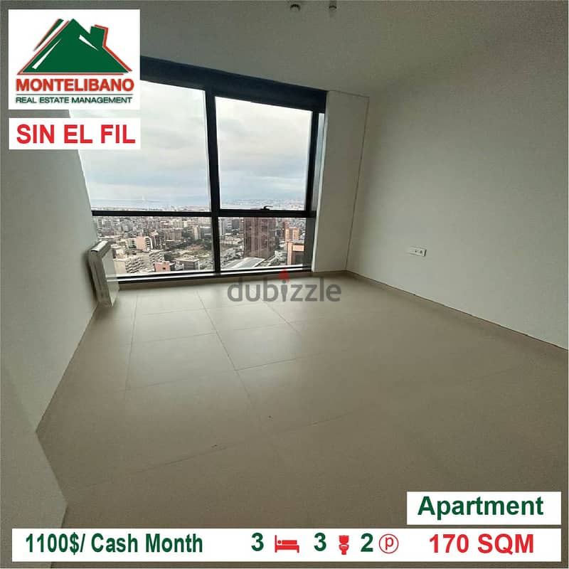 1100$/Cash Month!! Apartment for rent in Sin El Fil!! 2