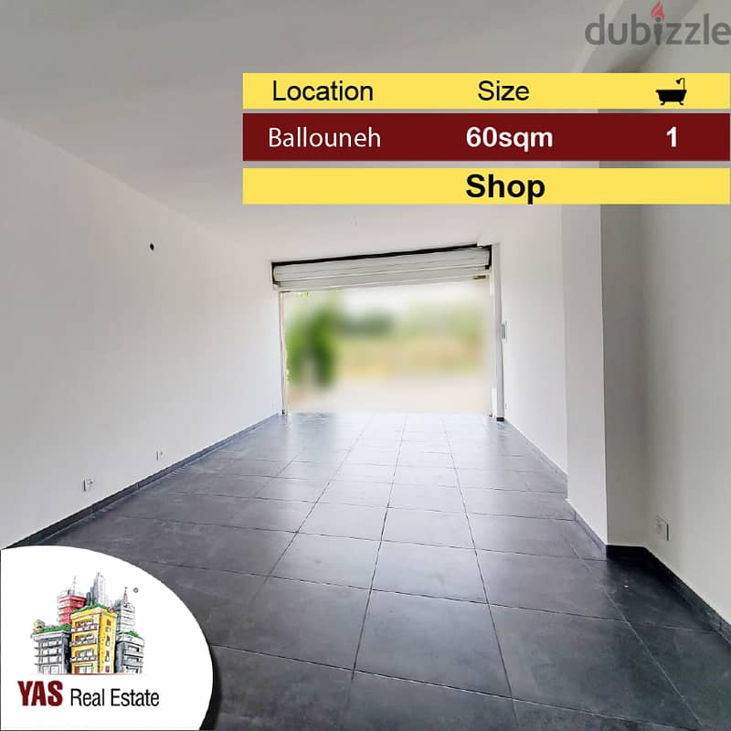 Ballouneh 60m2 | Shop | Rarely Used | Open View | 0