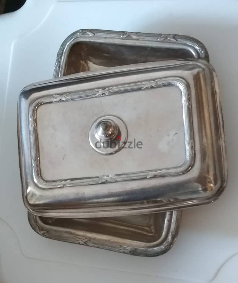 2 vintage silver plates with covers 2