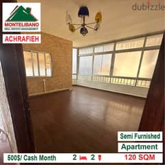 500$/Cash Month!! Apartment for rent in Achrafieh!! 0