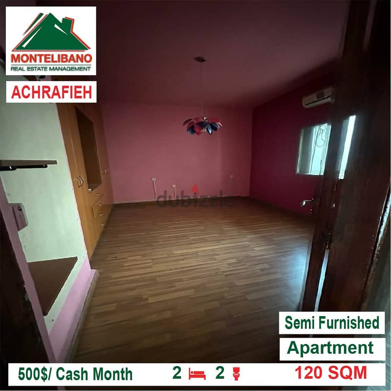 500$/Cash Month!! Apartment for rent in Achrafieh!! 2